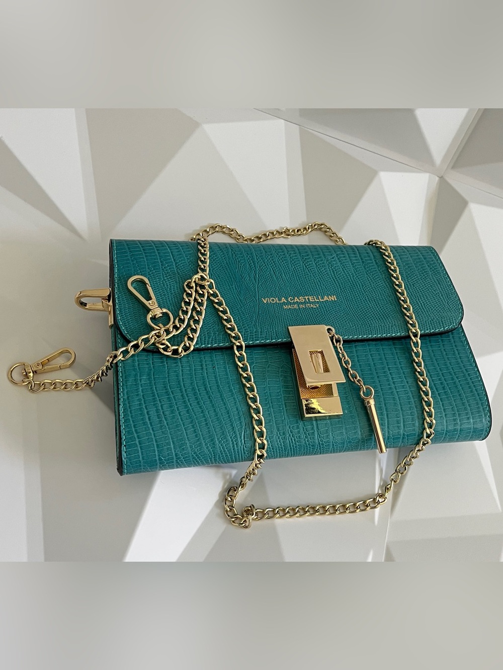Viola Castellani Genuine Italian
Leather Teal Crossbody Chain Limited Edition